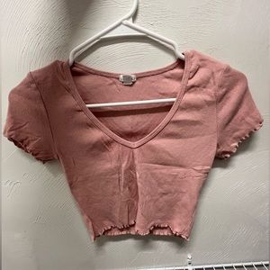 Pink Ruffle Garage Cropped Tee, size small